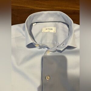 Eton Men's Sky Blue Dress Shirt -Size 15 1/2 neck and 33”sleeve. Slim fit.